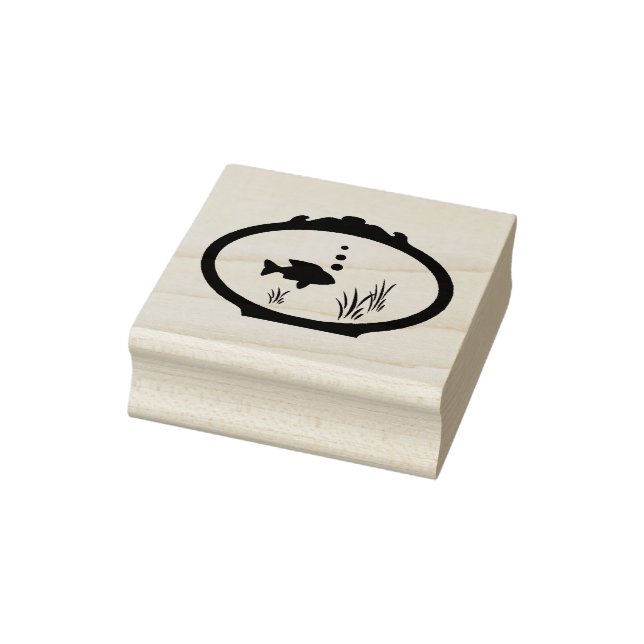 Sello De Caucho Fish Bowl Wood Art Stamp (Sello)
