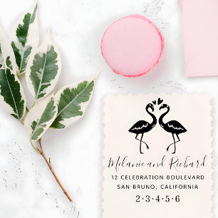 Sello De Caucho Flamingos Nombres personalizados Dirección de devo
