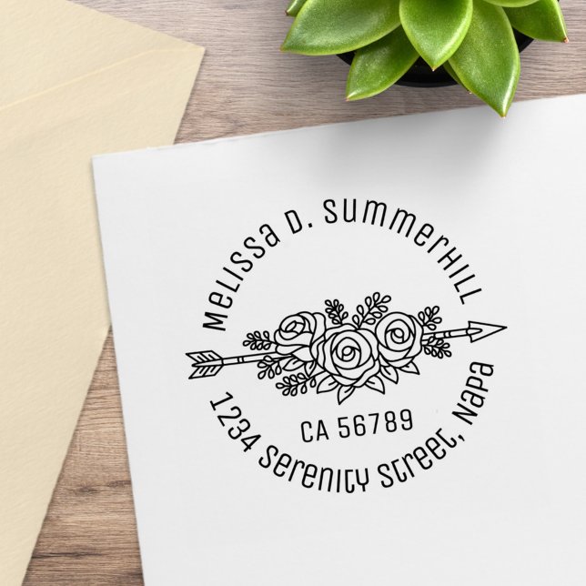 Sello De Caucho Flecha tribal floral, dirección redonda de flores  (Subido por el creador)