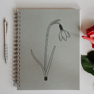 Sello De Caucho Flor de arte de la línea de nieve botánica