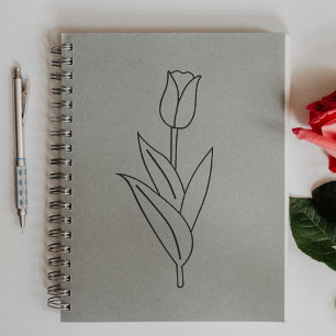 Sello De Caucho Flor de arte de la línea de tulipán botánica