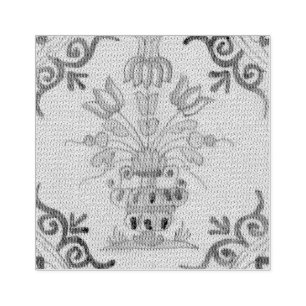 Sello De Caucho Flor De Cerámica Delft Tile Antiguo
