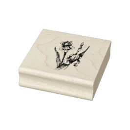Sello De Caucho Flor de Iris Dibujada a Mano, Arte Original Fino