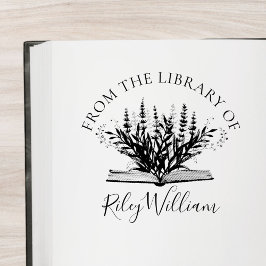 Sello De Caucho Flor de lavanda crece a partir de la placa de rese