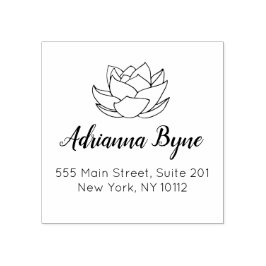 Sello De Caucho Flor de Lotus dibujada a mano