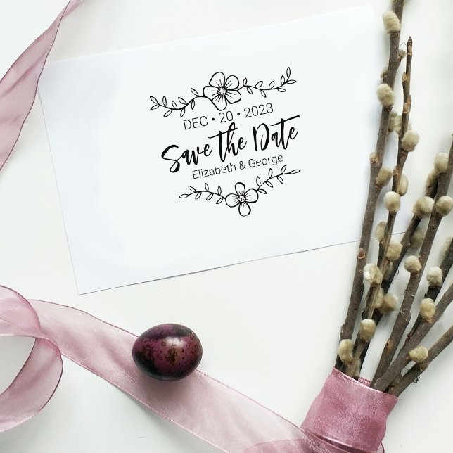 Sello De Caucho Flor elegante Guardar el Boda de fechas (Subido por el creador)