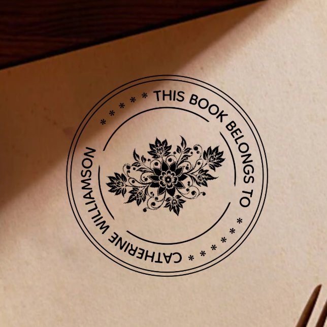 Sello De Caucho Flor redonda de época Este libro pertenece a (Subido por el creador)