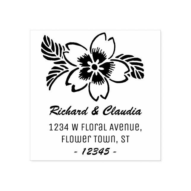 Sello De Caucho Flor silvestre tropical | Dirección de devolución  (Impresión)