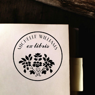 Sello De Caucho Floral clásica vintage Ex Libris Bookplate