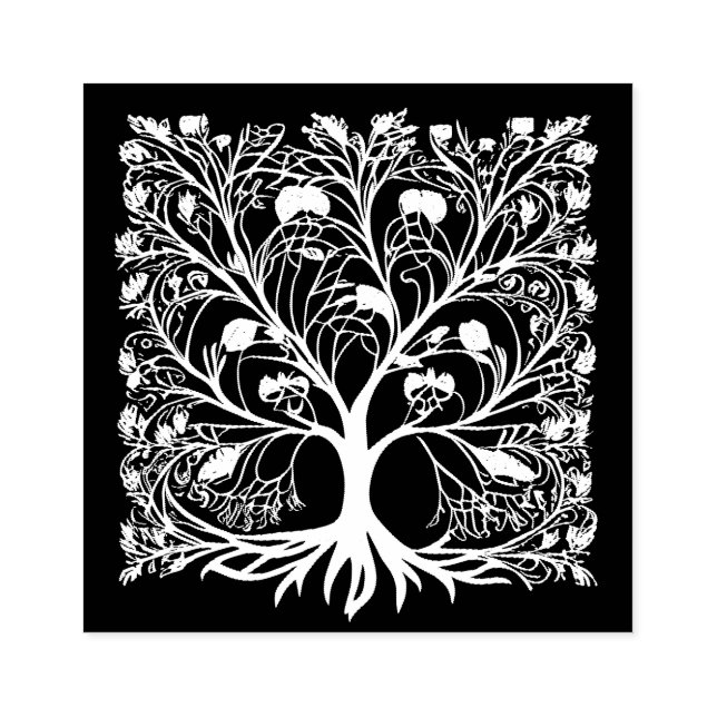 Sello De Caucho Floral de árbol de la vida (Impresión)