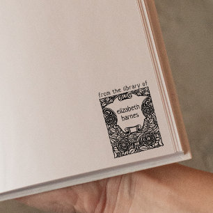 Sello De Caucho Floral de época moderna de la biblioteca de