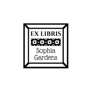 Sello De Caucho Floral Framed Ex Libris