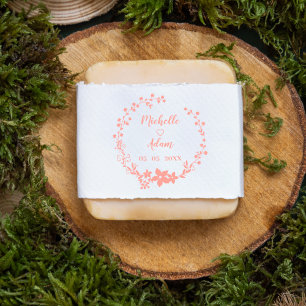 Sello De Caucho Floral Garland Names and Date for Romantic Wedding