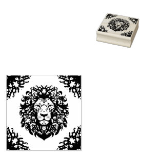 Sello De Caucho Floral Lion Silhouette