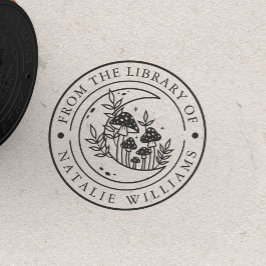 Sello De Caucho Floral Moon Mushroom de la Biblioteca de