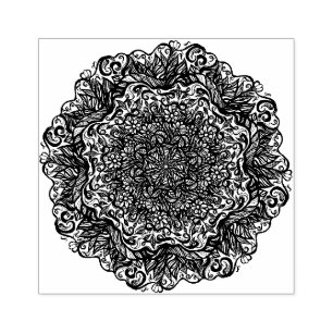 Sello De Caucho Floral natural de Mandala