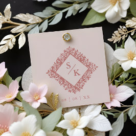 Sello De Caucho Floral Ornate Frame Diamond Shape Wedding Initials