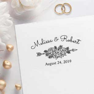 Sello De Caucho Floral Tribal Arrow Roses Save the Date Wedding
