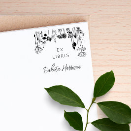 Sello De Caucho Florales Rústicos Libro de Biblioteca de Bibliotec
