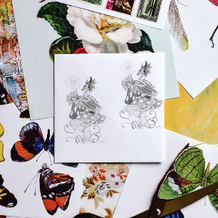 Sello De Caucho Flores de fantasía de hongos verdes