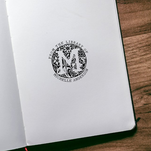 Sello De Caucho Flores de Monograma Antiguas De la Biblioteca De  (Subido por el creador)