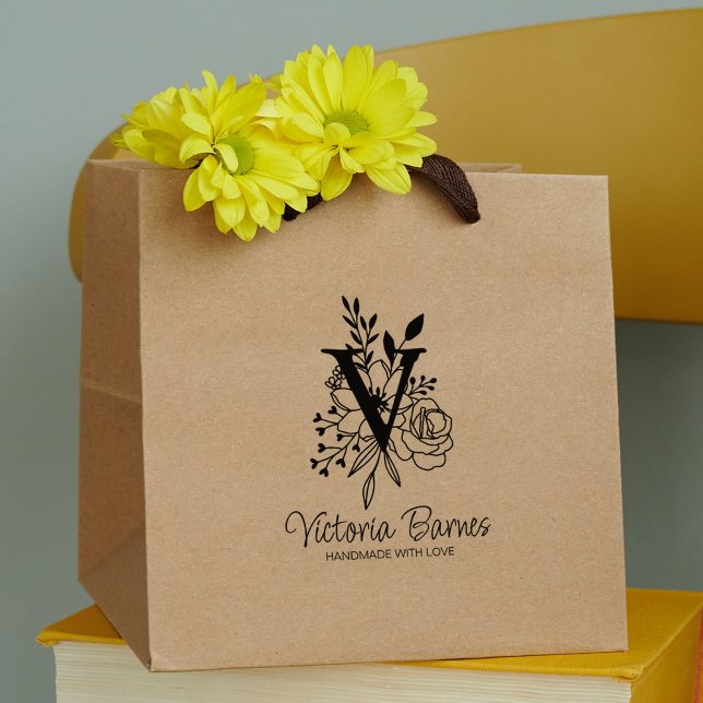 Sello De Caucho Flores de monograma personalizadas negocio hecho a (Subido por el creador)