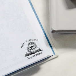 Sello De Caucho Flores góticas de cráneo de la biblioteca de, libr