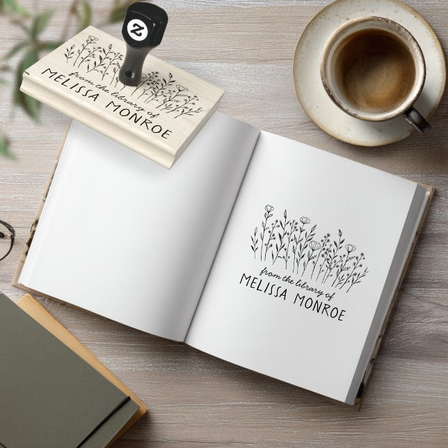 Sello De Caucho Flores silvestres Línea simple Flores de arte PERS (Wildflowers Simple Line Art Flowers Meadow CUSTOM Rubber Stamp
)
