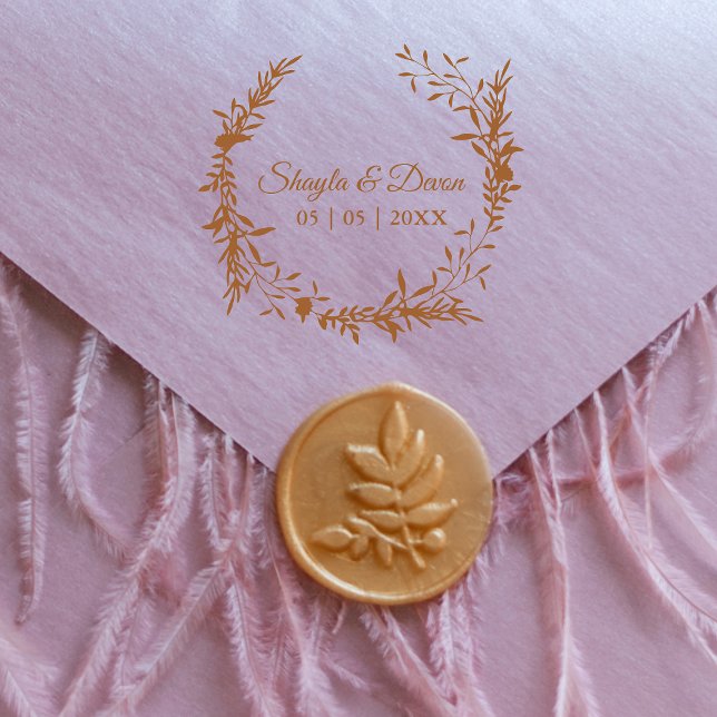 Sello De Caucho Flores silvestres y ramas de mariscos elegantes (Subido por el creador)