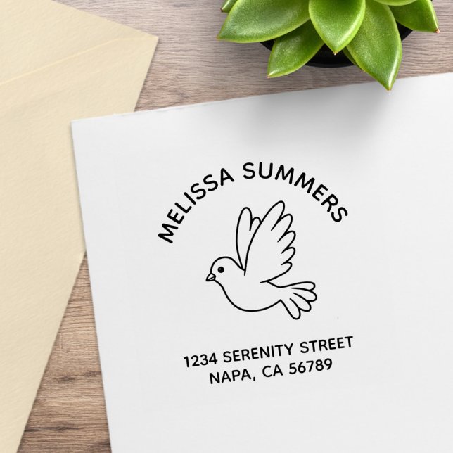 Sello De Caucho Flying Cartoon Dove Pigeon Bird Address (Subido por el creador)