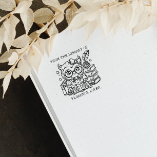 Sello De Caucho Folleto de búho blanco