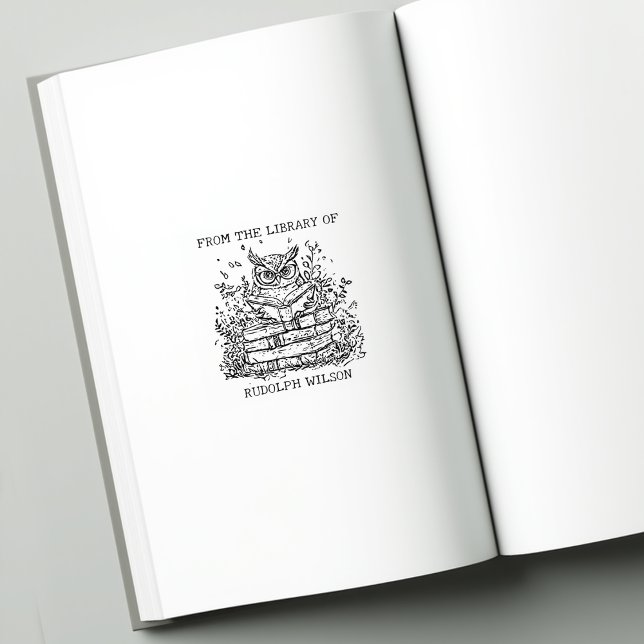 Sello De Caucho Folleto de búho de biblioteca personalizado (Subido por el creador)