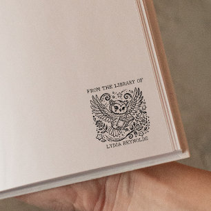 Sello De Caucho Folleto de búho floral personalizado