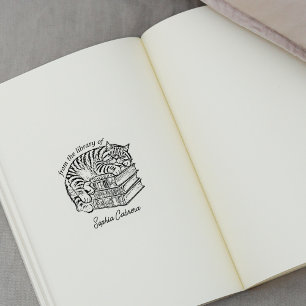 Sello De Caucho Folleto de gato de época personalizado