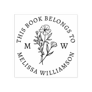 Sello De Caucho Folleto de la biblioteca inicial florística botáni