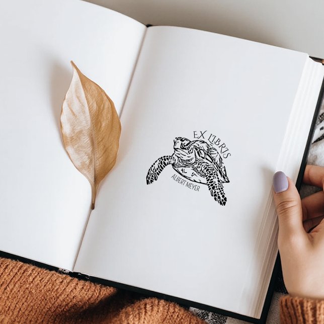 Sello De Caucho Folleto de la tortuga personalizada Ex Libris (Subido por el creador)