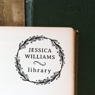 Sello De Caucho Folleto moderno de la biblioteca personal de coron