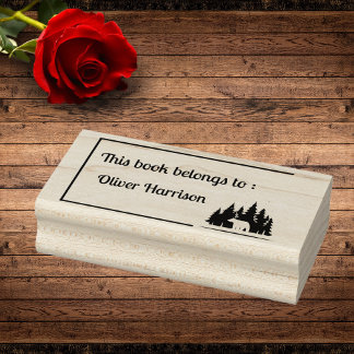 Sello De Caucho Forest Bear 'This Book Belongs To' Custom Stamp