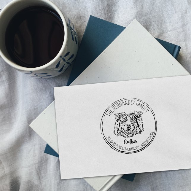 Sello De Caucho Foto de perro personalizada con dirección de retor (Subido por el creador)