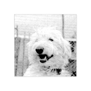 Sello De Caucho Foto personalizada de mascota estilo grabado