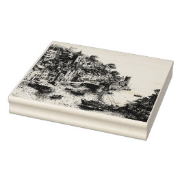 Sello De Caucho Fowey, Cornwall Vintage Sketch