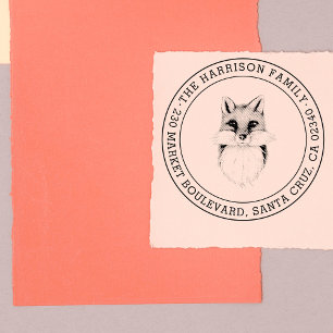 Sello De Caucho Fox de mano   Dirección de devolución de nombre de