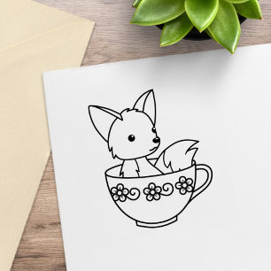 Sello De Caucho Fox en una taza de té