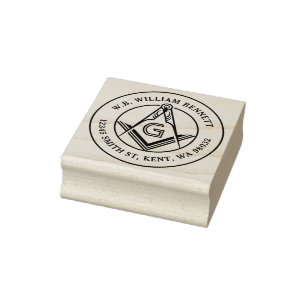 Sello De Caucho Freemason Square Compass Masonic Return Address