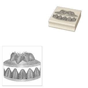 Sello De Caucho Fresa Fraisier Cake Pastelería Francesa Chef Bakú