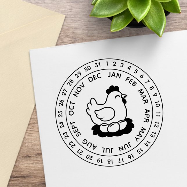 Sello De Caucho Fresh Chicken Eggs Carton Date Wheel (Subido por el creador)