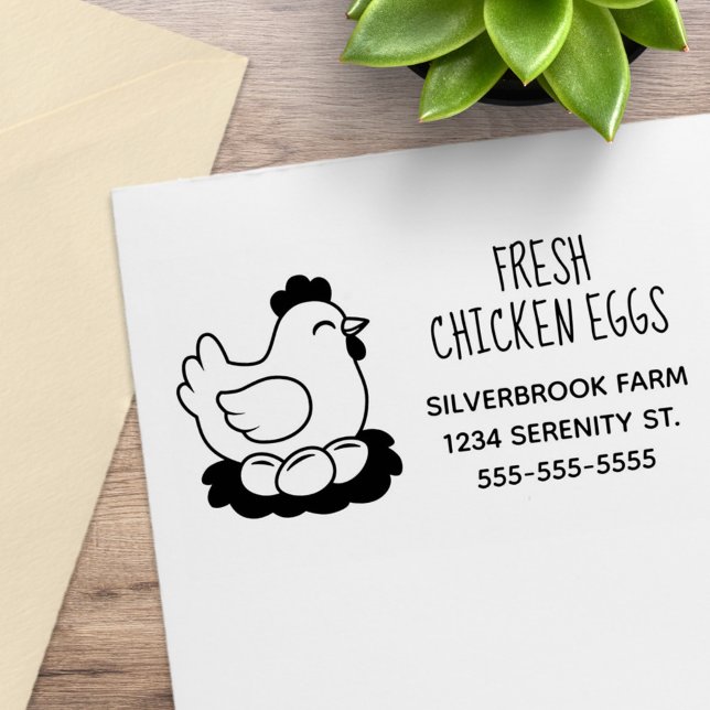 Sello De Caucho Fresh Chicken Eggs Farm Address Large (Subido por el creador)