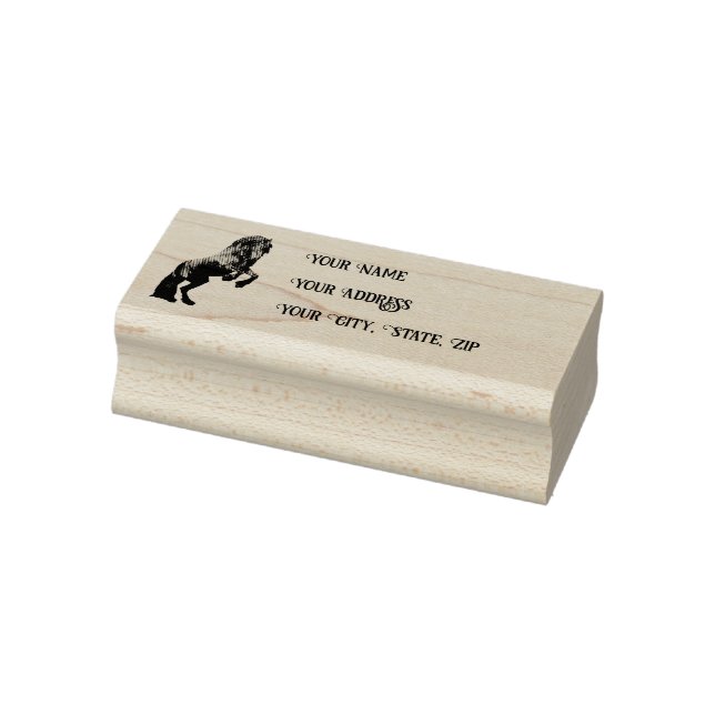 Sello De Caucho Friesian/black stallion, Personal Address stamp/3b (Sello)