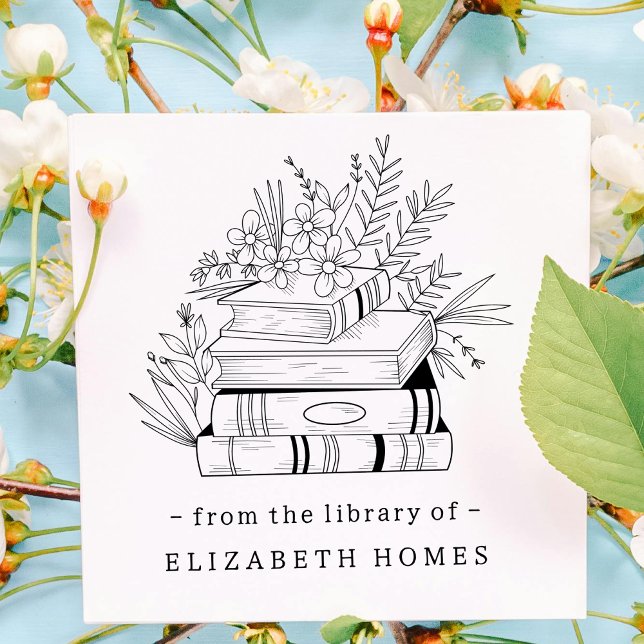 Sello De Caucho From the Library of Custom Quote Books and Flower (Subido por el creador)