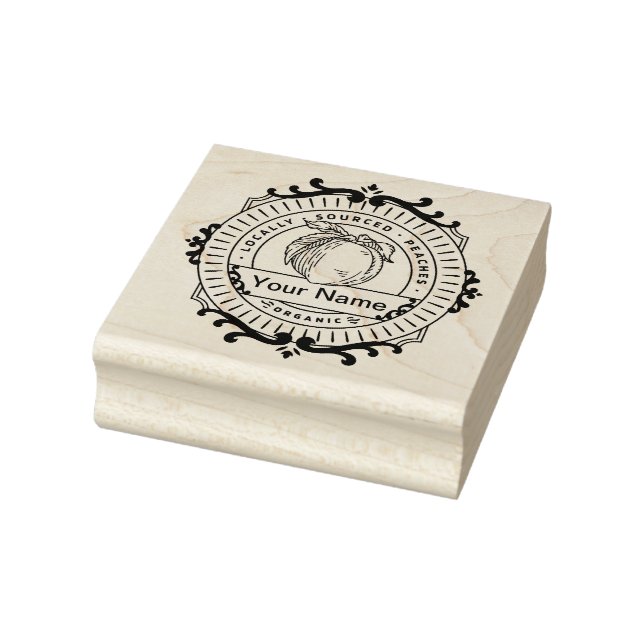 Sello De Caucho Frutos de melocotones orgánicos (Sello)